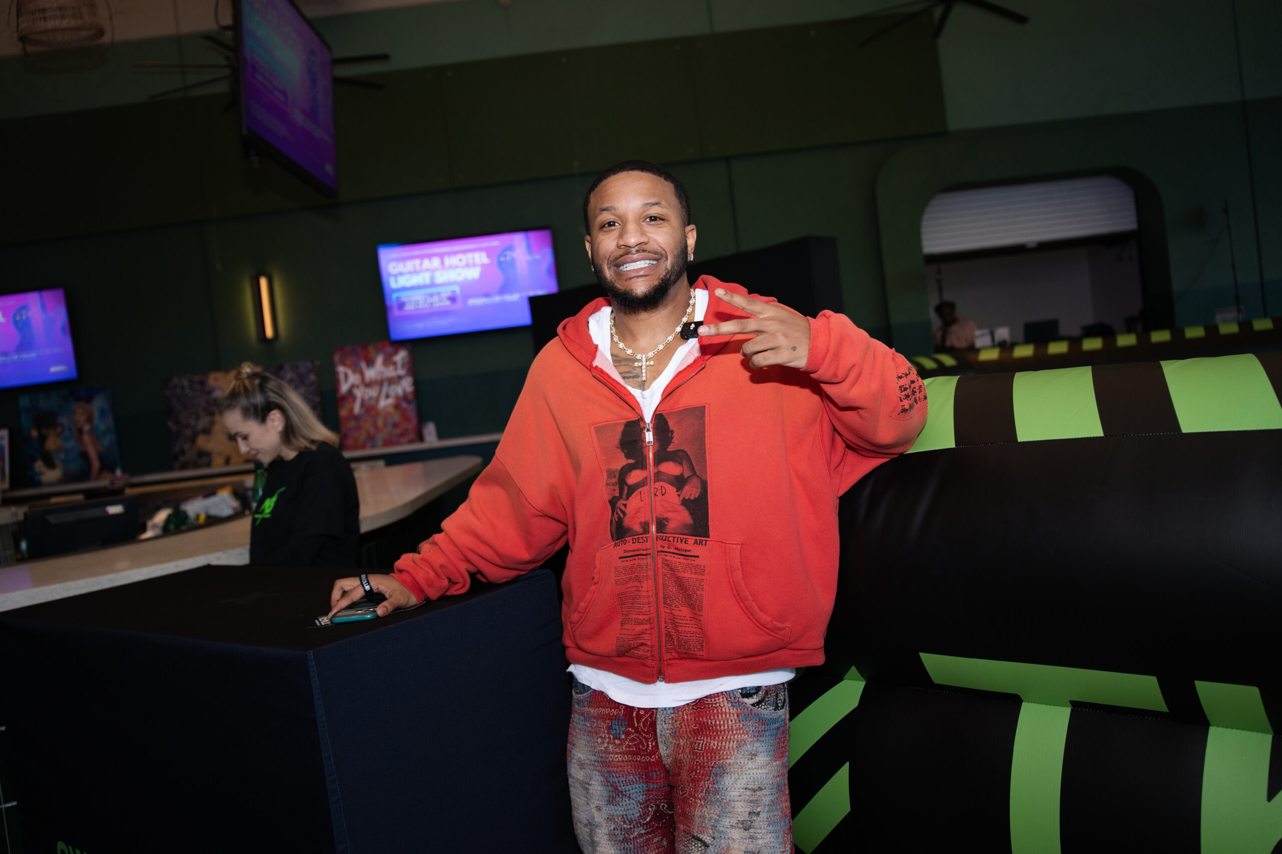 man in red hoodie
