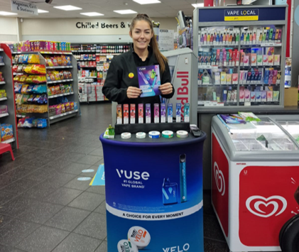 vuse sampling in a shop